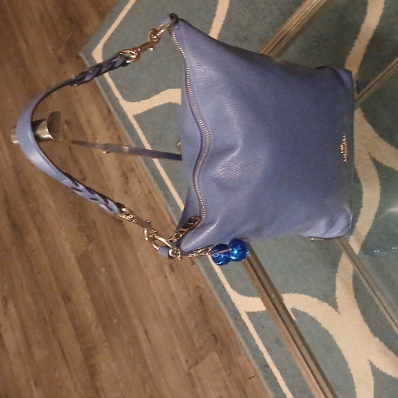 Coach Abby Blue Leather Shoulder Bag with Silver Accents - Picture 3 of 9
